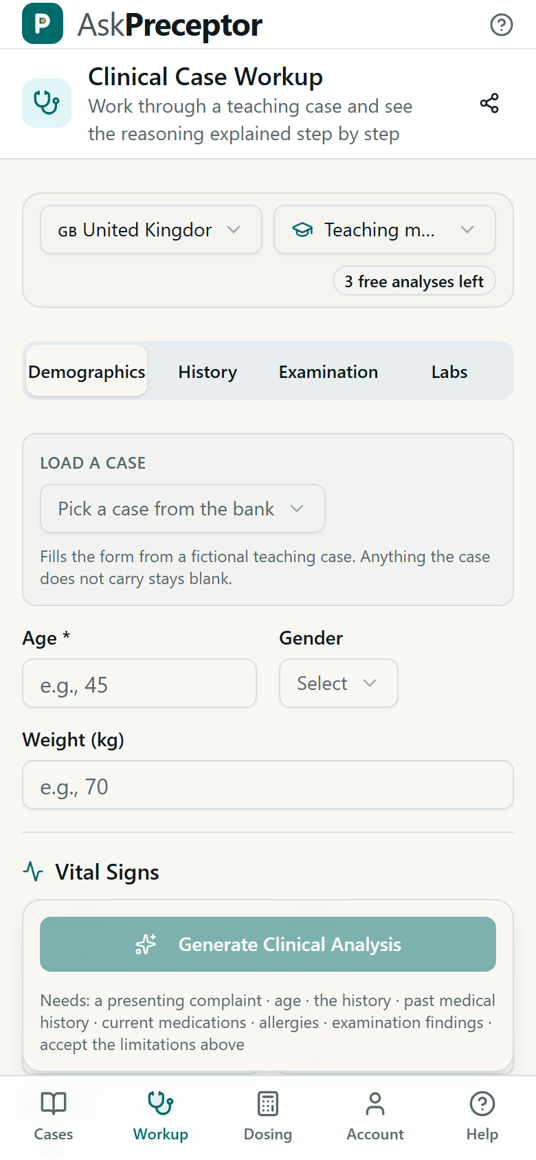 Step 1 — Demographics.